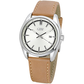 GHW rannekello, vaaleanruskea nahkaranneke, valkoinen kellotaulu