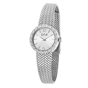 o.n.e hopeanvärinen rannekello, mesh ranneke