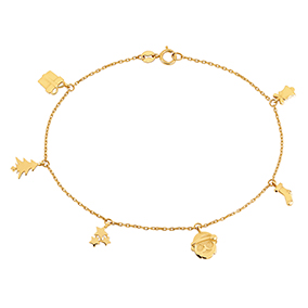 Kultainen rannekoru, jouluiset maskotit