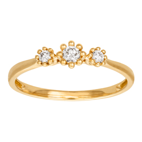 Timanttisormus yht. 0,14ct keltakulta