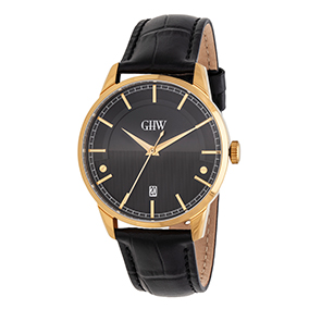 GHW kullanvärinen rannekello, musta taulu