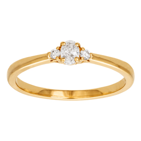 Timanttisormus yht. 0,17ct keltakulta