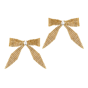 Korvakorut, kullanväriset rusetit