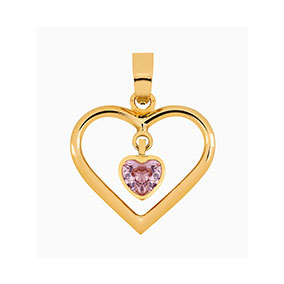Kultainen sydän riipus, vaaleanpunainen zirkonia