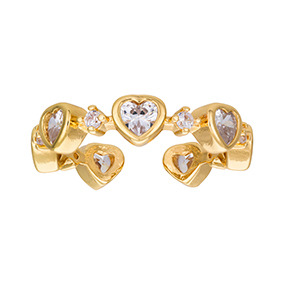 Sormus kullanvärinen, sydämet