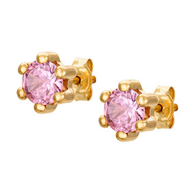 Kultaiset korvakorut, vaaleanpunainen zirkonia