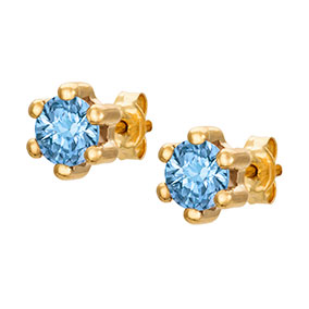 Kultaiset korvakorut, vaaleansininen zirkonia