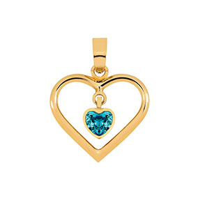 Kultainen sydän riipus, vaaleansininen zirkonia