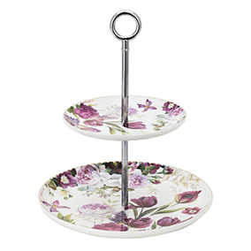 Kerrostarjotin 2-kerrosta, liilat kukat 