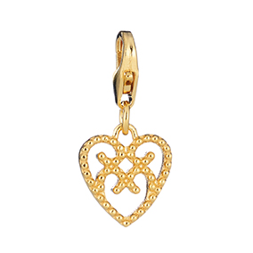 Lumoava Helmi sydän charm kullattu hopeariipus