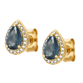 Timantti-topaasikorvakorut yht. 0,09ct sininen topaasi