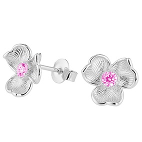 Lumoava Anna hopeakorvakorut, pinkki kivi