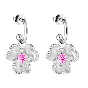 Lumoava Anna hopeakorvarenkaat, pinkki kivi